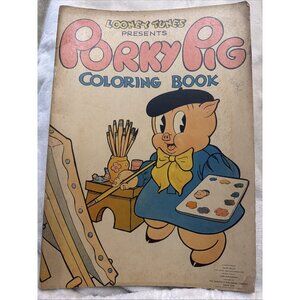 1938 Porky Pig Looney Tunes Leon Schlesinger Coloring Book Saalfield Warner Bros